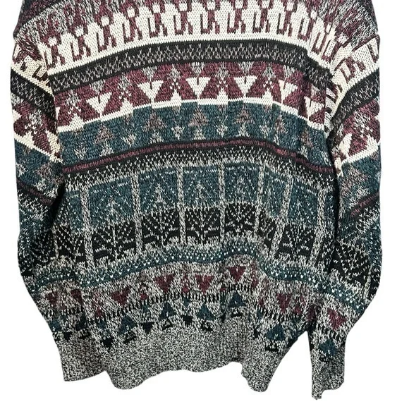 Vintage Mens Grandpacore Cardigan Sweater Size Large Geometric Abstract Aztec - Picture 8 of 13